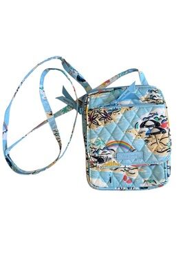 Vera Bradley Beach Print Crossbody Quilted Blue Floral Lightweight Travel Purse